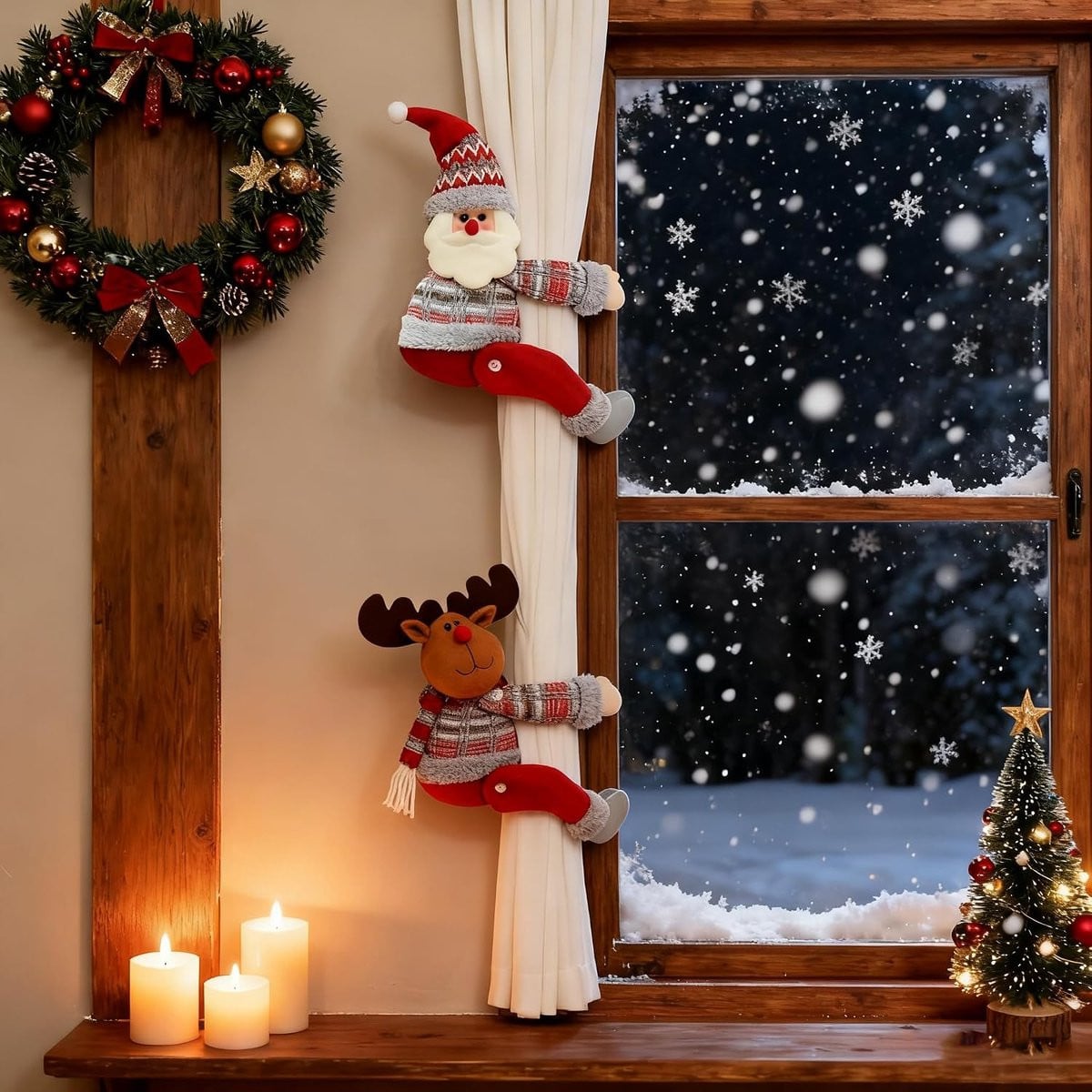Pluche Rendier Gordijnhouder voor Kerstdecoratie - 46 cm