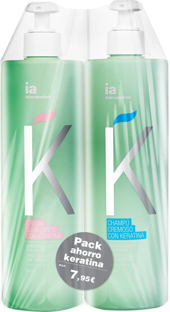 INTERAPOTHEK Pack Keratina Champú + Crema Capilar 2x500 ml