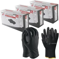 Vasalat, Schutzhandschuhe, Einweghandschuhe Nitril Med EN 374-1 schwarz Gr.XL 300 Stück (XL)