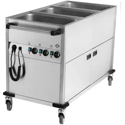Bain-Marie Wagen mobiler Warmhalter Wasserbad beheizter Schrank 3xGN1/1 1300x650x900mm