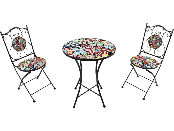 AXI Amélie Table et chaises bistrot\, 2 Chaises 1 Table\, Ensemble Bistro Extérieur - Fiesta Flower Salon De Jardin Bistrot\, Table Bistrot Mosaique