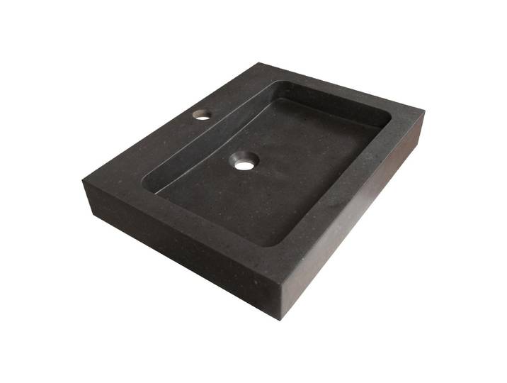 Brauer Lava Wastafel - 60 cm - met 1 Spoelbak en 1 Kraangat - Natuursteen Basalt Antraciet
