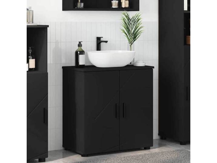 Meuble WC Noir - Cabinet de salle de bain - avec stockage Noir 61x35x64 cm A1528