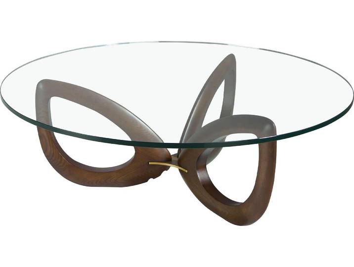 Angel Cerdá Table basse ronde en verre trempé et noyer 2053