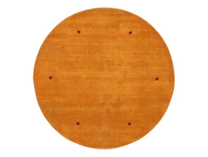 Wollteppich Gabbeh Uni Rund Gelb/Gelb 200 x 200cm Wolle