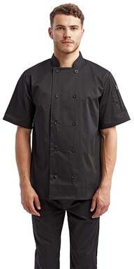 Artisan Collection by Reprime RP656 Short Sleeve Recycled Chef Coat in Black size 2XL   65/35 polyester/cotton
