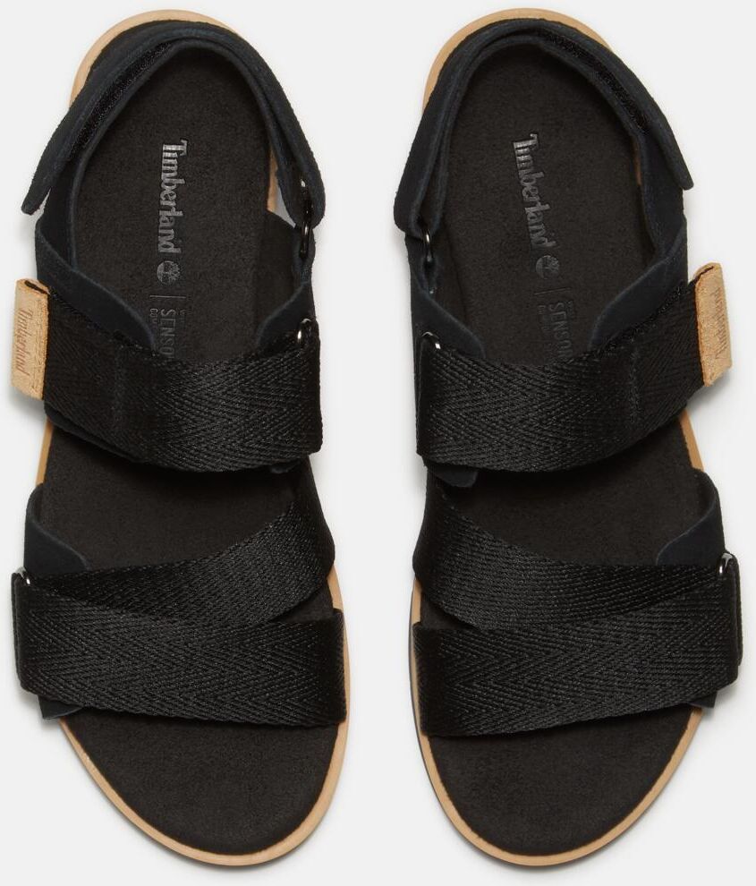 Sandale TIMBERLAND "ADLEY SHORE BACKSTRAP SANDAL", Damen, Gr. 38,5, schwarz (blk suede), Leder, Synthetik, Schuhe Sandale blk suede 38,5