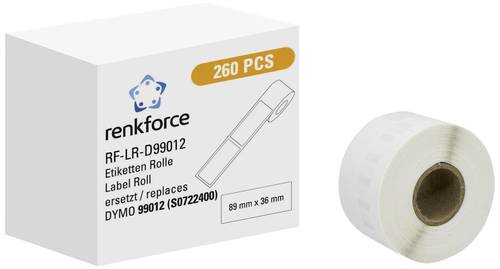 Renkforce Etiketten Rolle Kompatibel ersetzt DYMO DYMO 99012 89 x 36mm Papier Weiß 260 St. Permanent haftend Versand-Etiketten