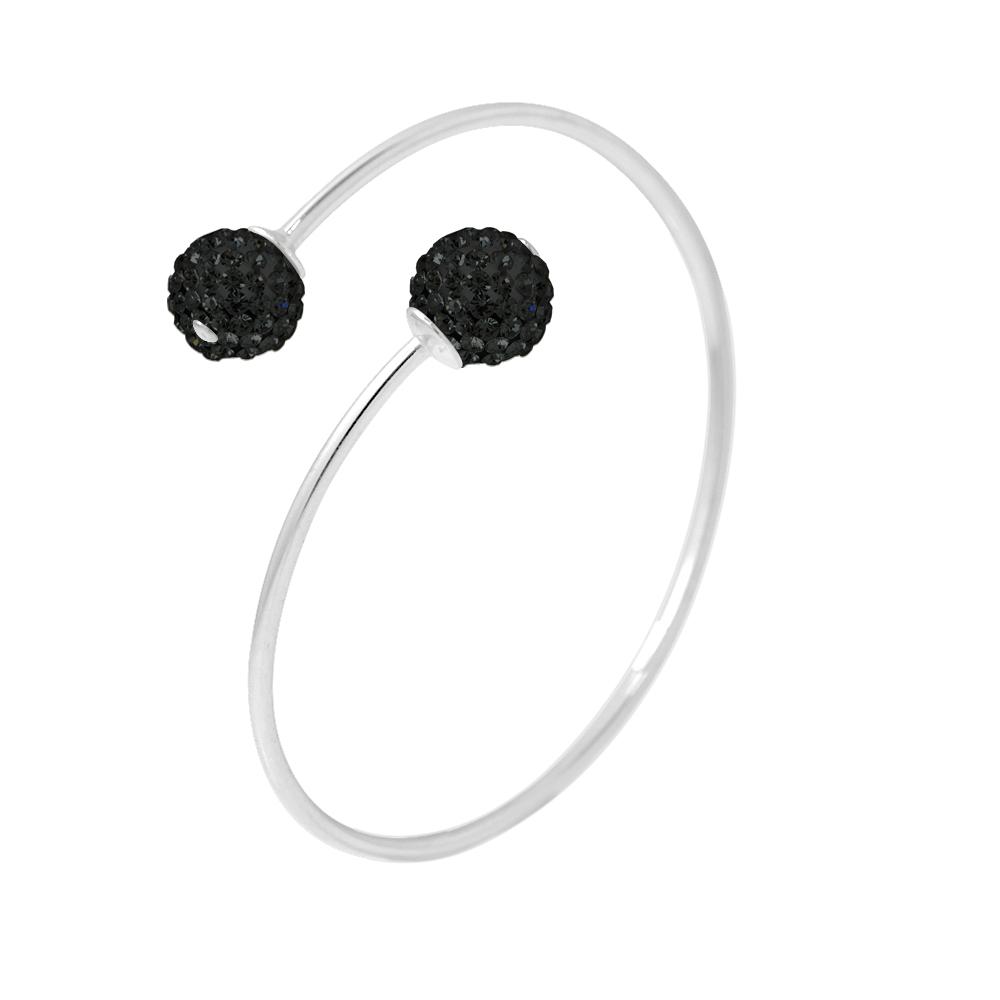 Armband u en mij Crystal Preciosa Black Semi Rigid Silver 925