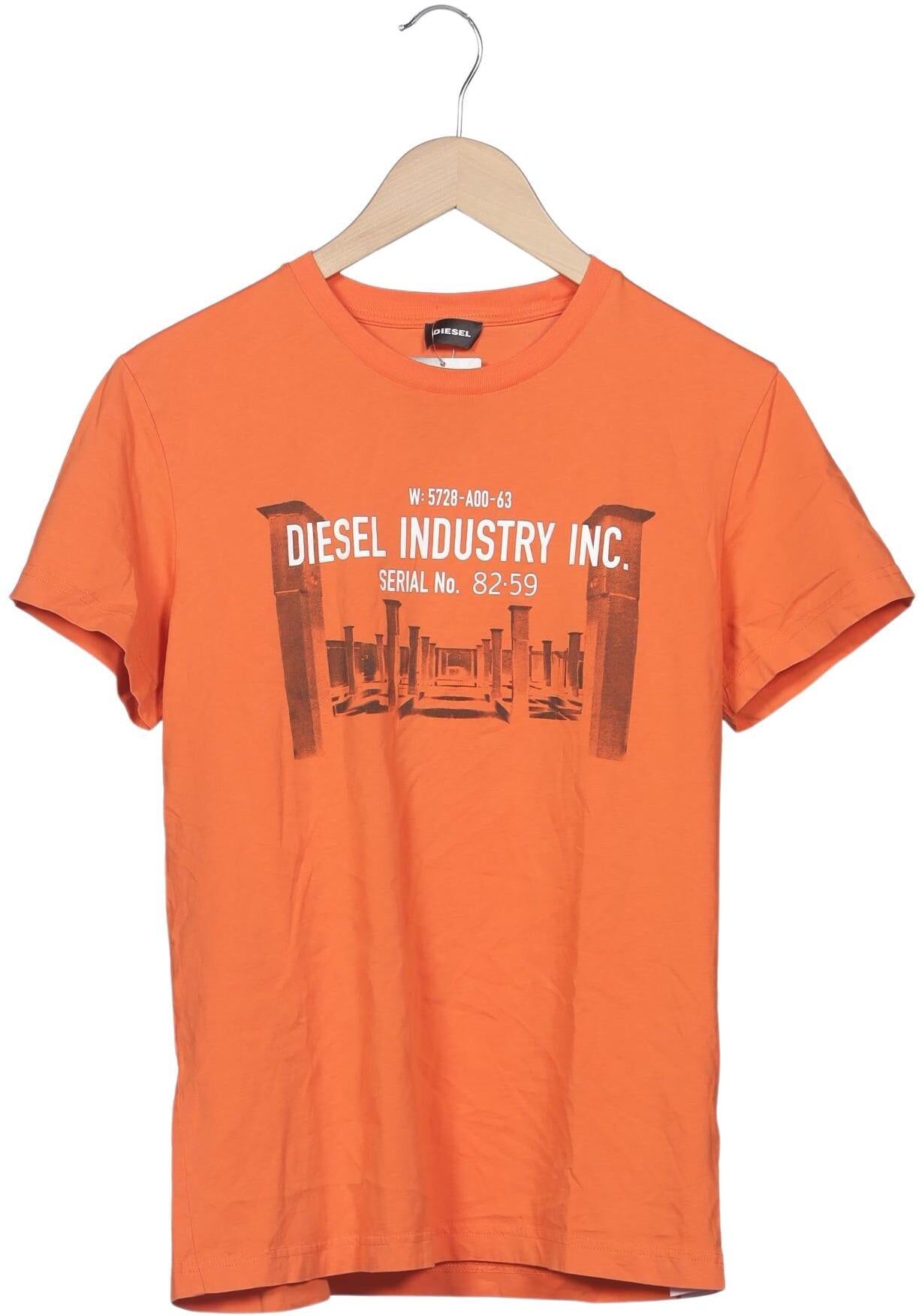Diesel Herren T-Shirt, Orange, Gr. L, Baumwolle - Second Hand