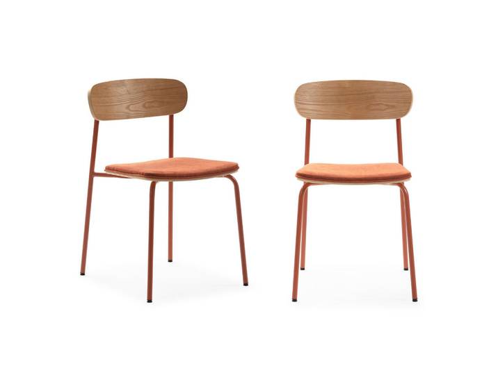 Calicosy Stühlen (Set aus 2) aus stoff mit metallbeinen - adriana 46/51/47 cm, Orange, 51x47x46 cm, Esszimmer, Stühle