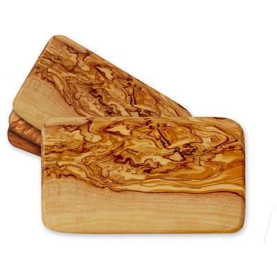 Frühstücksbrett OLIVENHOLZ-ERLEBEN "mit abgerundeten Ecken aus hochwertigem naturbelassenem Olivenholz", braun, B:14cm H:0,9cm L:22cm, Massivholz, Schneidebretter, Mediterraner Look, abgerundete Ecken, je Gr. 22x14 cm
