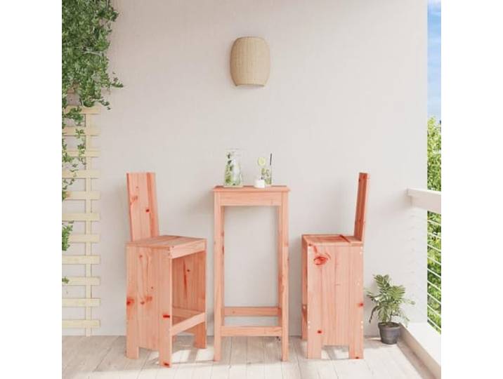 HEFZGDB Rustikale Barhocker aus Massivholz Kiefer für Terrasse und Balkon mit Rückenlehne und Fußstütze, 75 cm Sitzhöhe, wetterfeste Gartenmöbel bis 110 kg