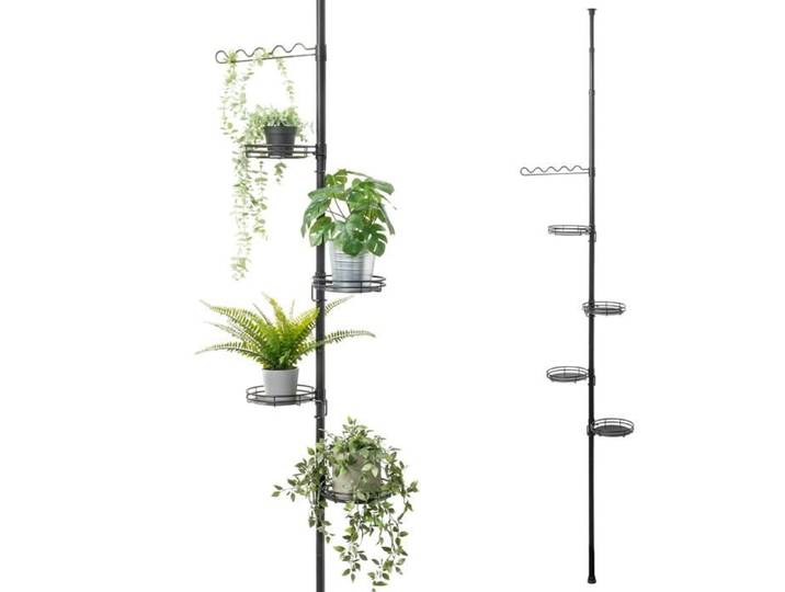 bremermann Étagère à fleurs télescopique avec 4 étagères et aide pour grimper réglable en hauteur de 140 à 290 cm noir