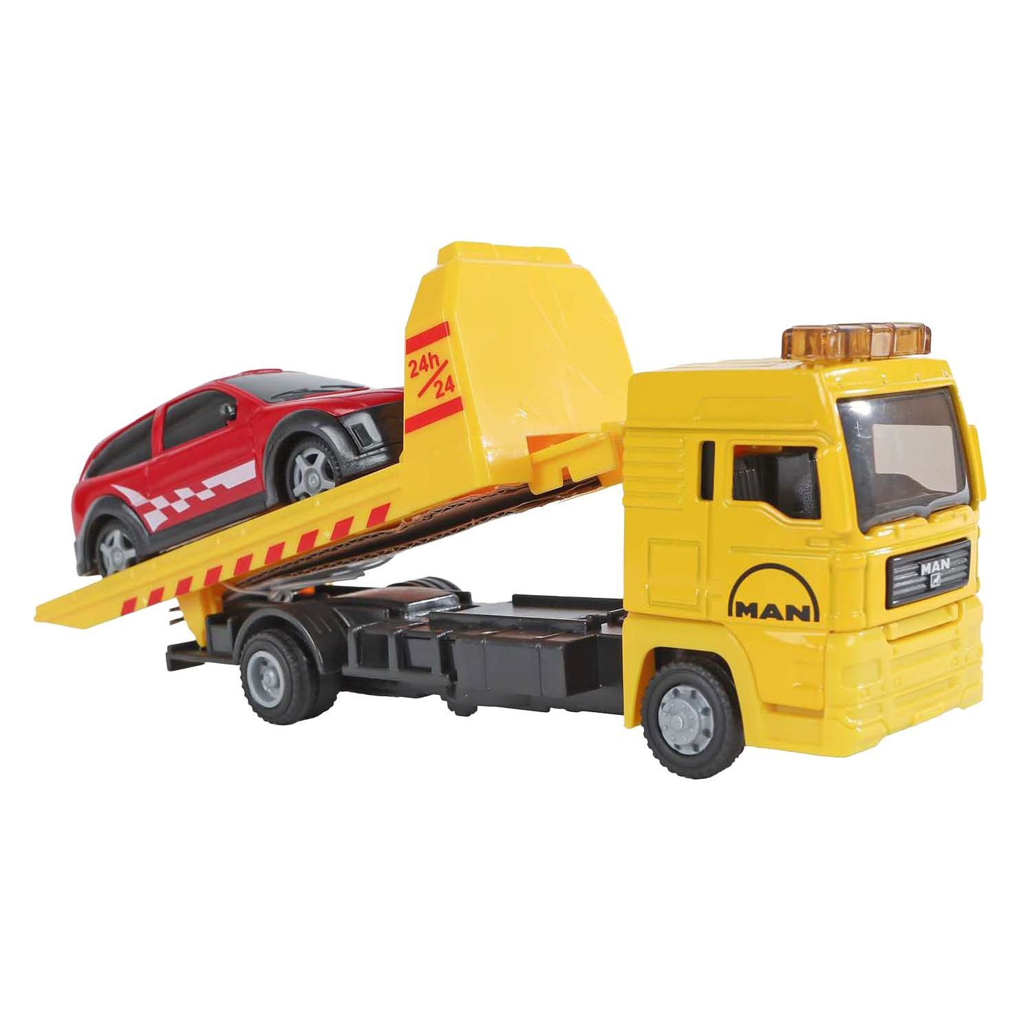 Kids Globe Farming Kids Globe Man Truck Bergungswagen mit Auto, 19 cm (540567)