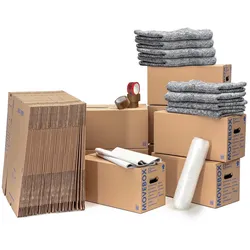 KK Verpackungen Umzugsset 4-5 Zimmer Wohnung Umzugskartons Packseide Luftpolsterfolie Klebeband Umzugsdecken