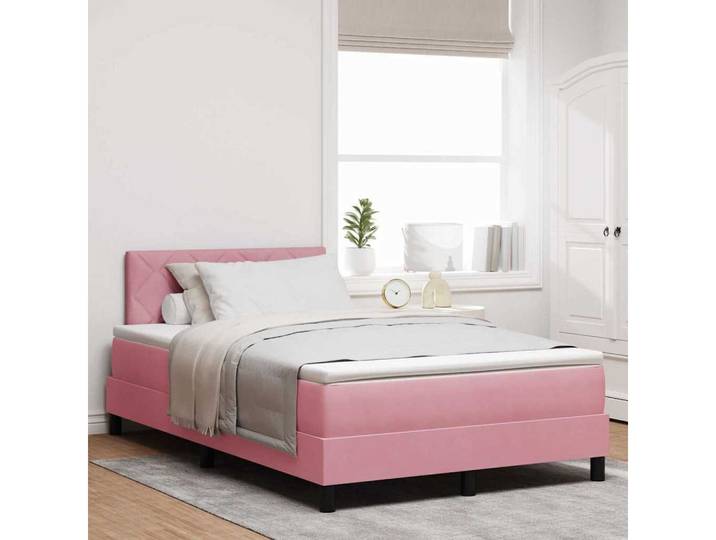 vidaXL Boxspringbett, Boxspringbett mit Matratze mit Kopfteil Rosa 120 x 190 cm Samt