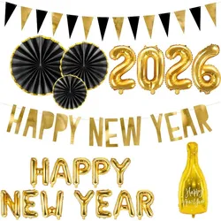 Silvester Partydeko Partyset gold schwarz 2026 Partydekoration