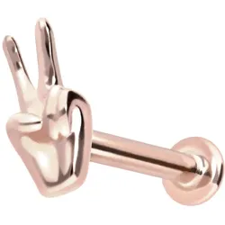 14 Karat Gold Labret mit Innengewinde PEACE-ZEICHEN