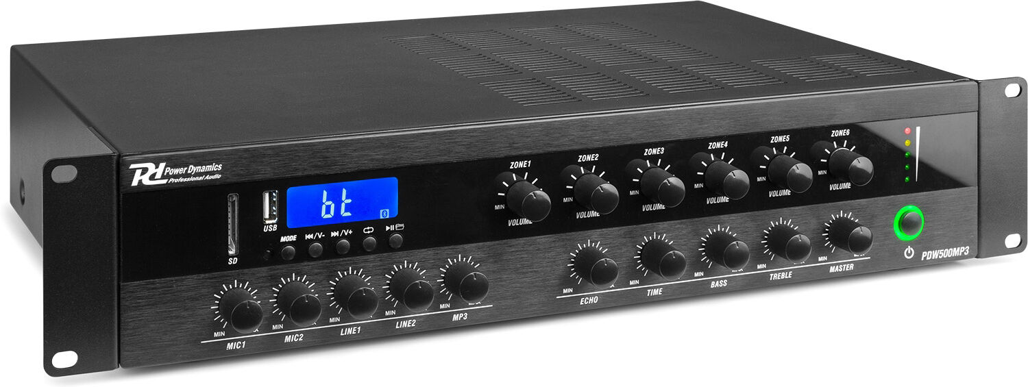 Power Dynamics Pdw500mp3 Pa-Mixer-Verstärker 500w/100v 6 Zonen