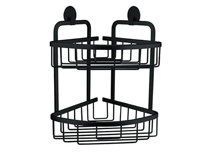 Kleine Wolke Doppelkorb dreieckig Rocco, Wandaccessoire, Farbe Schwarz, Material: Aluminium