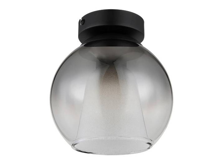 Globo Deckenleuchte Barry, Grau, Klar, Schwarz, Metall, Glas, 19 cm, CE, Lampen & Leuchten, Innenbeleuchtung, Deckenleuchten, Deckenleuchten