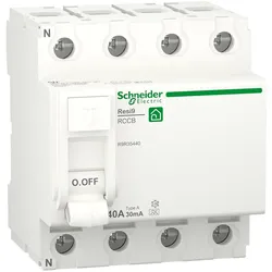 Schneider Electric, Schutzschalter, Fehlerstrom-Schutzschalter, Resi9, 4P, 40 A, 30 mA, Typ A