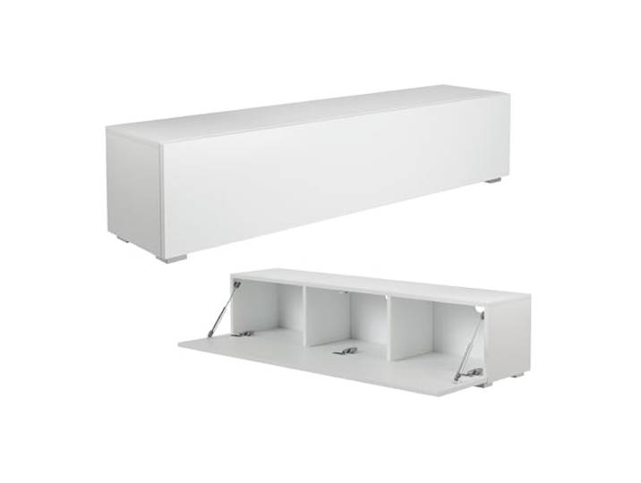 PLATAN ROOM Fernsehschrank TV-Lowboard 105/140 / 160/210 / 280 In Weiß Hängend Oder Stehend Hochglanz Matt (140 x 30 x 32, Weiß Matt)