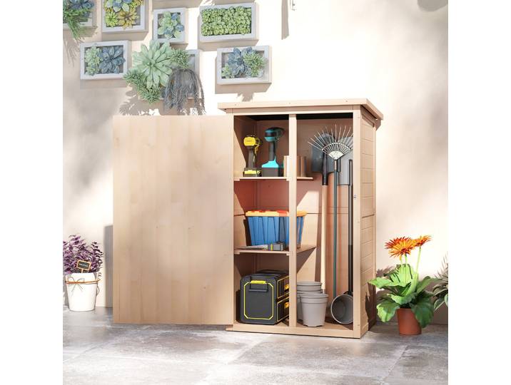 Outsunny Armoire Jardin Bois Sapin Toit Bitumé Verrouillable