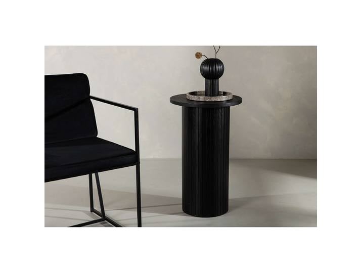 Furnierter Beistelltisch Bianca Ø 40cm Schwarz/Eiche Schwarz