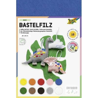 Folia Bastelfilz BASIC 150g/m², 20x30cm, 10 Blatt, farbig sortiert