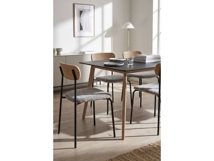 4er Set Vognor Schwarze Stühle Sitz - Gris