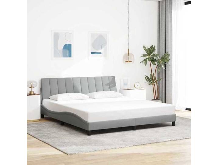 &Mode Lit 2 Personnes - BEWI - Structure de lit Adulte/enfant - sans matelas - gris clair 180x200cm tissu 974399