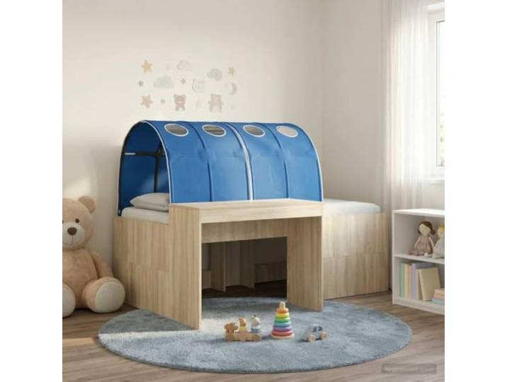 RJPLMFV Bett mit 3 Teilen, Eiche und Blau, Holz Modern, glatte Oberfläche, 2 Zubehörteile, Verwendung im Innenbereich, einfache Montage