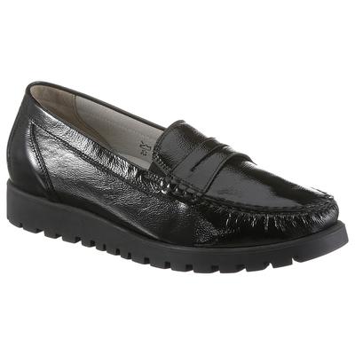 Mokassin WALDLÄUFER "HEGLI", Damen, Gr. 7,5 (41), schwarz, Lackleder, glänzend, Schuhe Mokassin, Slipper, Bequemschuh aus Lackleder, in komfortabler Schuhweite H