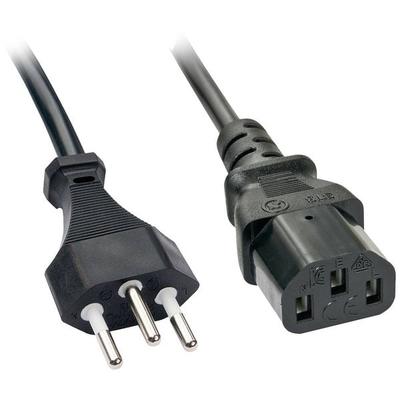 LINDY Strom Anschlusskabel [1x Schweiz-Stecker - 1x Kaltgeräte-Buchse C13] 0.70m Schwarz