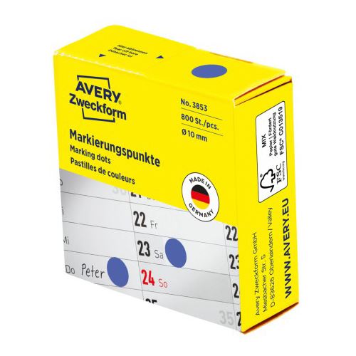 AVERY Zweckform Klebepunkte 3853 blau Ø 10,0 mm