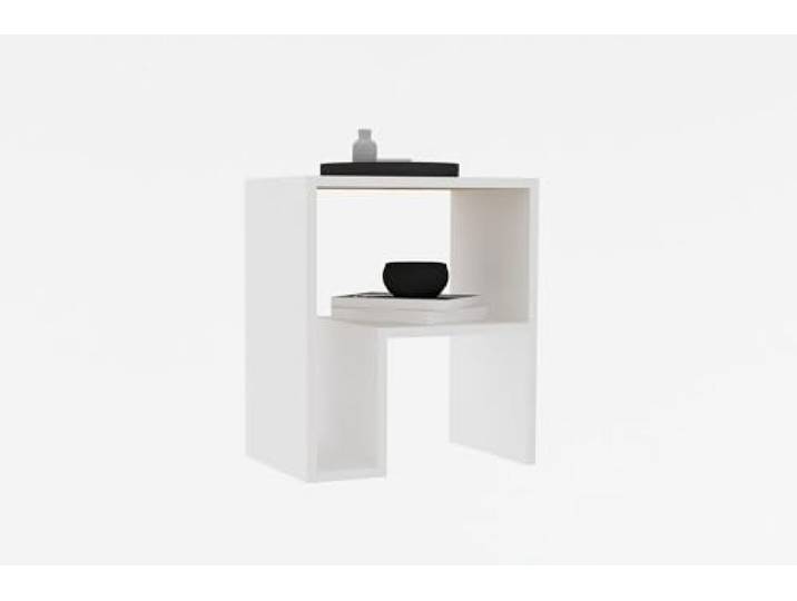 Hanah Home Moderner weißer Beistelltisch, 100% melaminbeschichtete Spanplatte, 18 mm stark Wandmontage möglich, obere Ablage: 45 x 51,8 x 30 cm, stilvoll und funktional