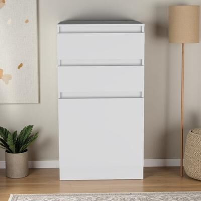 ZWYO HOSIMU "43""H Jewelry Box with Mirror, Single Door Cabinet and Two Storage Drawers for Bedroom, Living Room"