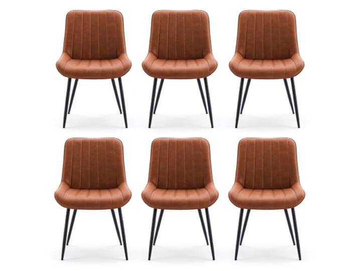 GarveeHome 6er Set Polsterstühle Esszimmer Gepolsterte Sitzfläche Mid-Century Modern Design