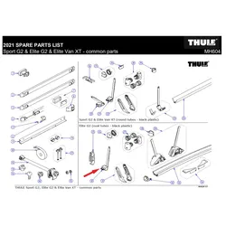 Thule Schienenbügelendkappe mit Sicherungsband passend Elite G2