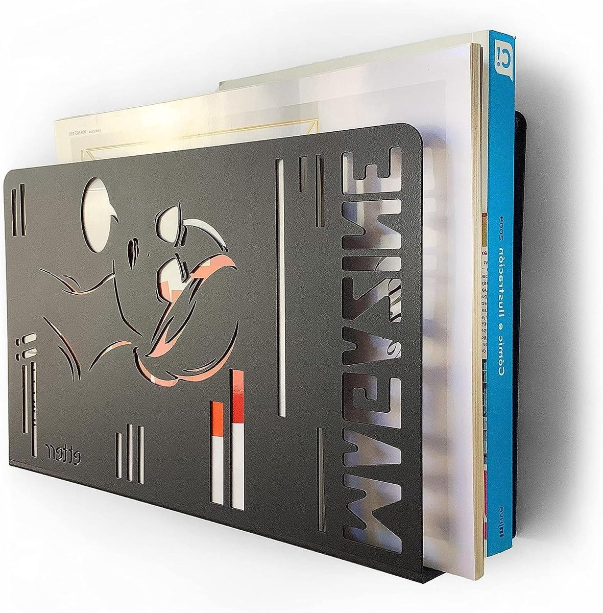Wit Tijdschriftenstandaard van Metaal voor Mappen en Tijdschriften - 35 x 25 x 10 cm