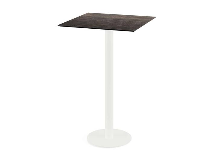 Urban Mange-debout Avec Piètement Blanc + Plateau Hpl Noir 70x70 Cm - Veba
