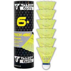 Talbot-Torro Badminton-Bälle Tech 450 Premium, Trainingsball, mittel, gelb, 6 Stück