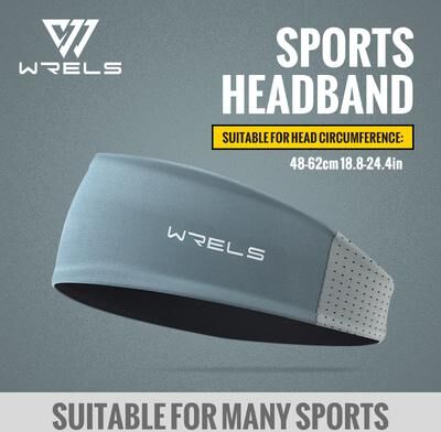 Perfect Picks Market WRELS Anti Slip Sports Headband Sweat Absorbing Quick Dry Fitness Hair Band grey