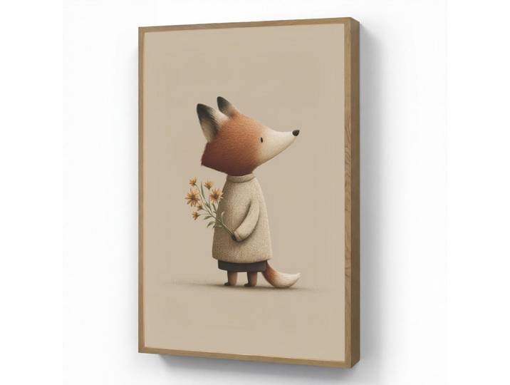 OnlyWow Wandleuchte MIT Akku Fuchs - Gelbe Blumen - Minimalistisch 60x90 cm, Taupe, Rechteckig, LED integrated, 60x90x8 cm, Lampen & Leuchten, Innenbeleuchtung, Wandleuchten