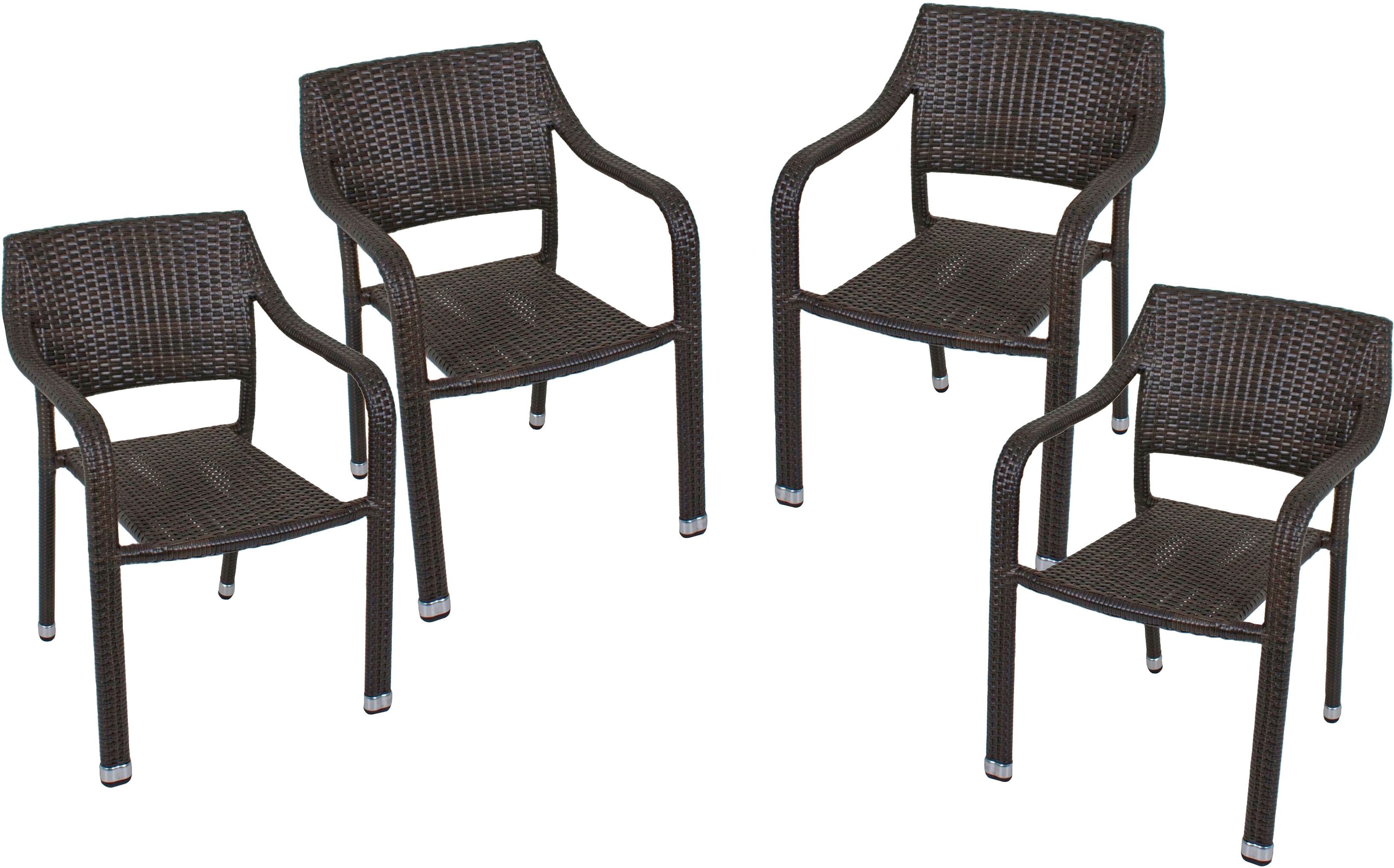 Stapelstuhl GARDEN PLEASURE "CHARLESTON", braun (coffee, coffee, coffee), B:57cm H:82cm T:66cm, Kunststoff, Stühle, Stapelstuhl, 4er Set, aus Aluminium, auch für die Gastronomie geeignet