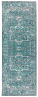 Machine Washable Kate Lester + Jaipur Living Tamara Medallion Teal/ Green Area Rug