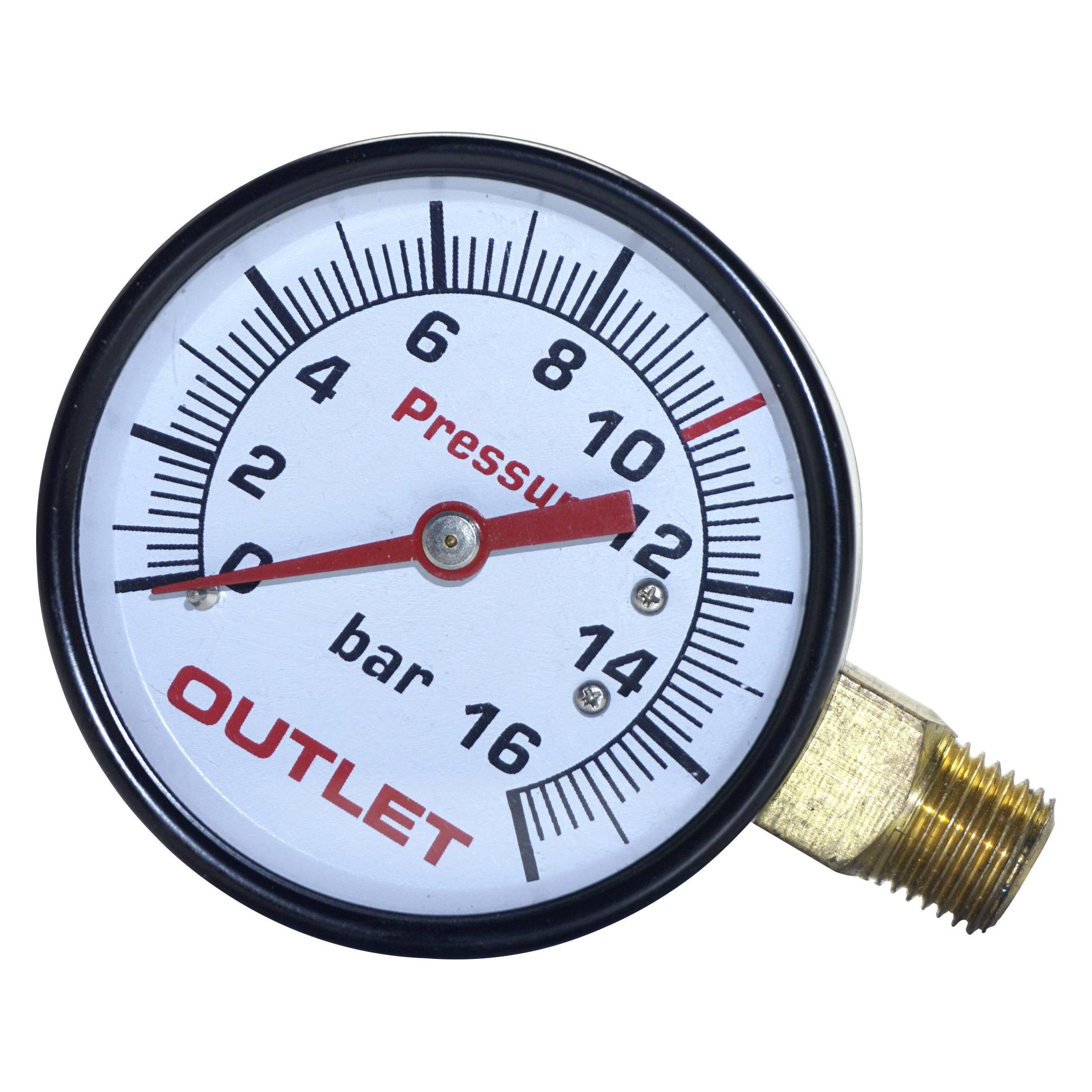 Aerotec Manometer 16 bar Zoll AG rechts Outlet Druckskala (9052069)