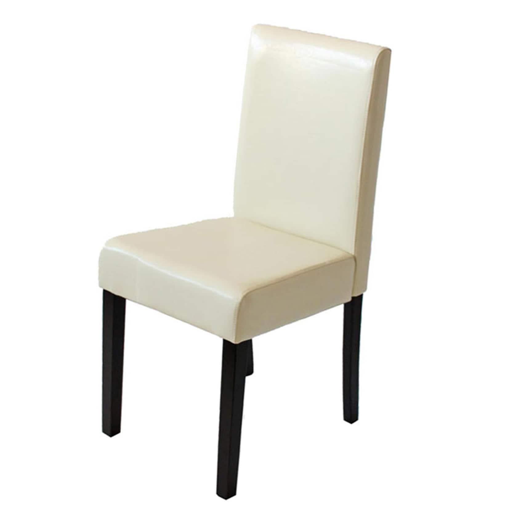 Esszimmerstuhl Littau, Küchenstuhl Stuhl, Kunstleder ~ creme, dunkle Beine